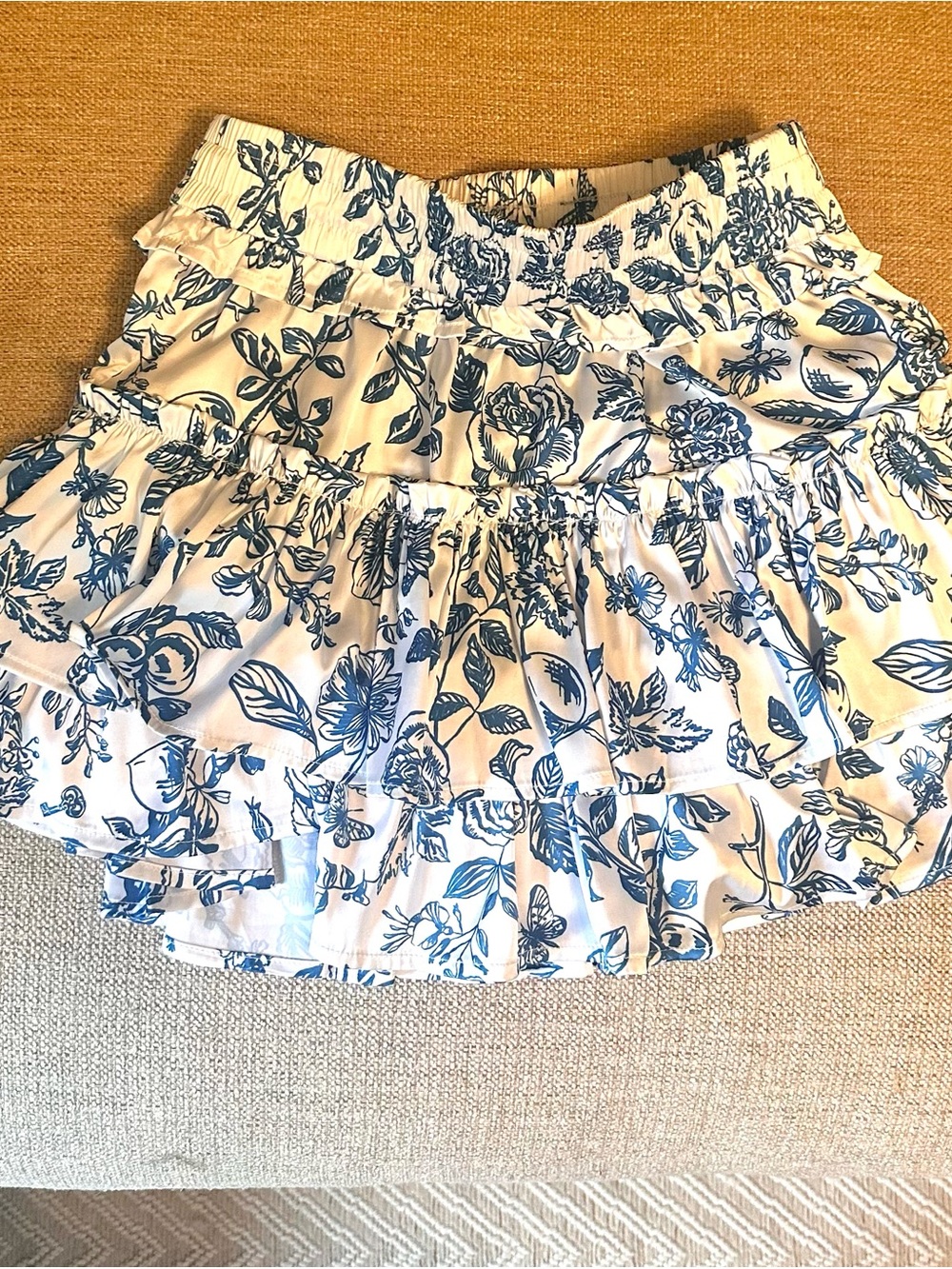 Cake For Dinner Blue Floral Ruffle Mini Skirt